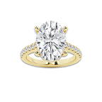 6.44 ctw Oval Lab-Grown Diamond Hidden Halo Side Stone Engagement Ring in 18K Yellow Gold for Women | Colorless E, VS1 Clarity, IGI Certified 6.00 ct Center Diamond