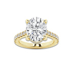 4.35 ctw Oval Lab-Grown Diamond Hidden Halo Side Stone Engagement Ring in 18K Yellow Gold for Women | Colorless D, VVS1 Clarity, IGI Certified 4.00 ct Center Diamond
