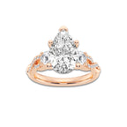 6.61 ctw Pear Lab-Grown Diamond Side Stone Engagement Ring in 14K Rose Gold for Women | Colorless E, VS1 Clarity, IGI Certified 6.00 ct Center Diamond