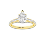 1.39 ctw Pear Lab-Grown Diamond Pave Engagement Ring in 14K Yellow Gold for Women | E Color, VS1 Clarity, IGI Certified 1.00 ct Center Diamond