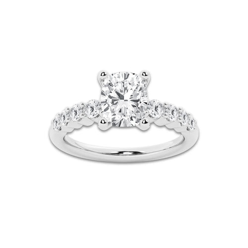 2.52 ctw Elongated Cushion Lab-Grown Diamond Side Stone Engagement Ring in Platinum for Women | Colorless D, VVS1 Clarity, IGI Certified 2.00 Ct Center Diamond