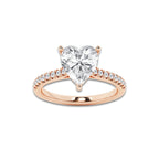2.77 ctw Heart Lab-Grown Diamond Hidden Halo Side Stone Engagement Ring in 18K Rose Gold for Women | Colorless D, VVS1 Clarity, IGI Certified 2.50 ct Center Diamond