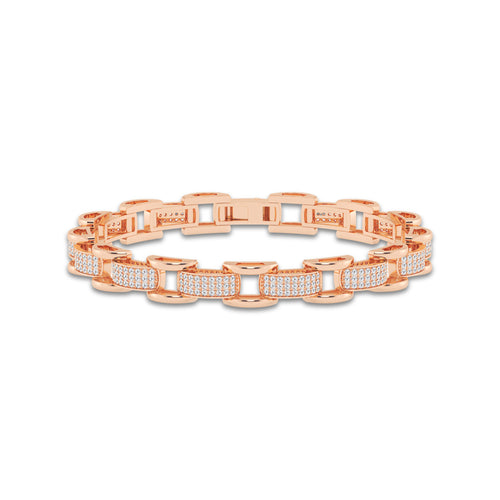 2 ctw Round Lab Grown Diamond Station Pave Bracelet - 8.0 Inches 14K Rose Gold, DE, VS1
