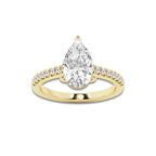 2.25 ctw Pear Lab-Grown Diamond Hidden Halo Side Stone Engagement Ring in 18K Yellow Gold for Women | Colorless E, VS1 Clarity, IGI Certified 2.00 ct Center Diamond