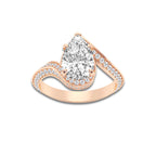 Rebecca 2 1/2 ctw Pear Lab Grown Diamond Twisted Bypass Side Stone Engagement Ring 14K Rose Gold, D, VVS | IGI Certified, 2 ct Center