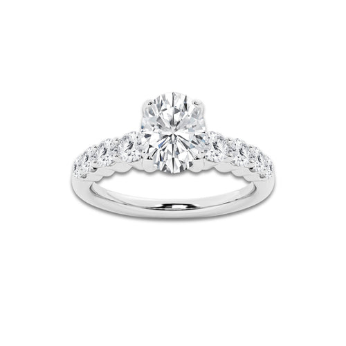 1.54 ctw Oval Lab-Grown Diamond Side Stone Engagement Ring in Platinum for Women | Colorless D, VVS1 Clarity, IGI Certified 1.00 Ct Center Diamond
