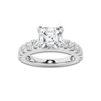 2.50 ctw Asscher Lab-Grown Diamond Split-Prong Set Side Stone Engagement Ring in 14K White Gold for Women | Colorless D, VVS1 Clarity, IGI Certified 1.50 ct Center Diamond