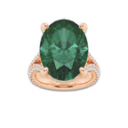 Dahlia 15 ctw Oval Cut Emerald and Round Lab Grown Diamond Hidden Halo Engagement Ring 14K Rose Gold | 13 1/2 ct Center