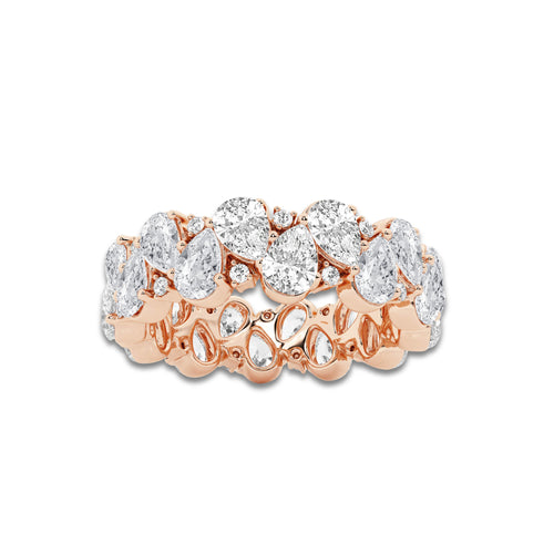 Kassandra 3 7/8 ctw Pear and Round Lab Grown Diamond Alternating Eternity Band - 6.5mm Width 14K Rose Gold, DE, VS1