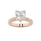 3.92 ctw Heart Lab-Grown Diamond Twisted Band Engagement Ring in 14K Rose Gold for Women | Colorless E, VS1 Clarity, IGI Certified 3.50 ct Center Diamond