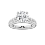2.50 ctw Round Lab-Grown Diamond Split-Prong Set Side Stone Engagement Ring in 14K White Gold for Women | Colorless D, VVS1 Clarity, IGI Certified 1.50 ct Center Diamond