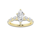 1.41 ctw Marquise Lab-Grown Diamond Marquise Side Stone Engagement Ring in 14K Yellow Gold for Women | Colorless D, VVS1 Clarity, IGI Certified 1.00 ct Center Diamond