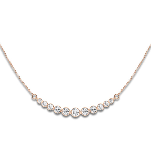 1 ctw Round Lab Grown Diamond Curved Center Necklace 14K Rose Gold, DE, VS1