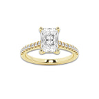 2.25 ctw Radiant Lab-Grown Diamond Hidden Halo Side Stone Engagement Ring in 18K Yellow Gold for Women | Colorless D, VVS1 Clarity, IGI Certified 2.00 ct Center Diamond