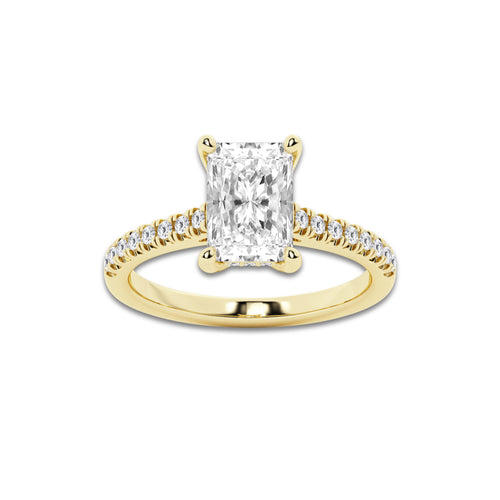 2.25 ctw Radiant Lab-Grown Diamond Hidden Halo Side Stone Engagement Ring in 18K Yellow Gold for Women | Colorless D, VVS1 Clarity, IGI Certified 2.00 ct Center Diamond