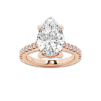 4.35 ctw Pear Lab-Grown Diamond Hidden Halo Side Stone Engagement Ring in 18K Rose Gold for Women | Colorless E, VS1 Clarity, IGI Certified 4.00 ct Center Diamond