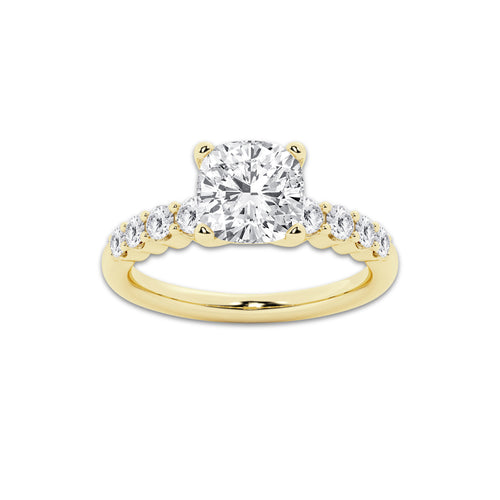 3.54 ctw Pear Lab-Grown Diamond Side Stone Engagement Ring in 14K Yellow Gold for Women | Colorless E, VS1 Clarity, IGI Certified 3.00 Ct Center Diamond