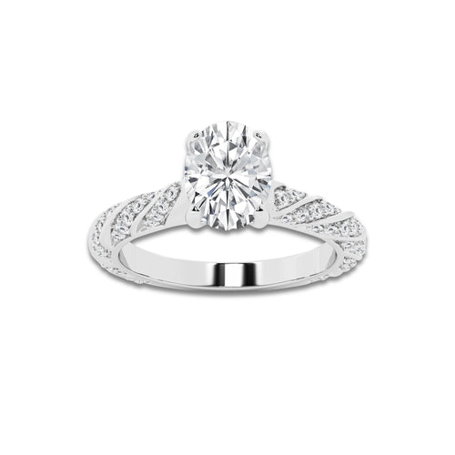 1.19 ctw Oval Lab-Grown Diamond Twisted Band Engagement Ring in 14K White Gold for Women | Colorless E, VS1 Clarity, IGI Certified 0.75 ct Center Diamond