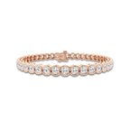 10 ctw Round Lab Grown Diamond Half Bezel Tennis Bracelet - 7 Inches 14K Rose Gold, DE, VS1
