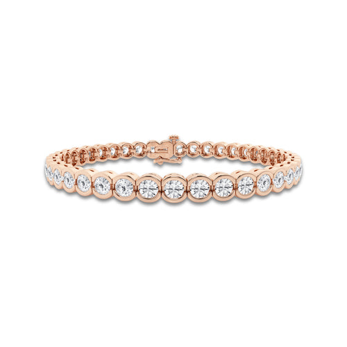 10 ctw Round Lab Grown Diamond Half Bezel Tennis Bracelet - 7 Inches 14K Rose Gold, DE, VS1