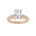 1.91 ctw Emerald Lab-Grown Diamond Pave Engagement Ring in 14K Rose Gold for Women | E Color, VS1 Clarity, IGI Certified 1.50 ct Center Diamond
