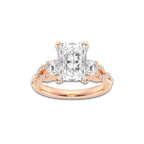 7.61 ctw Radiant Lab-Grown Diamond Side Stone Engagement Ring in 14K Rose Gold for Women | Colorless D, VVS1 Clarity, IGI Certified 7.00 ct Center Diamond