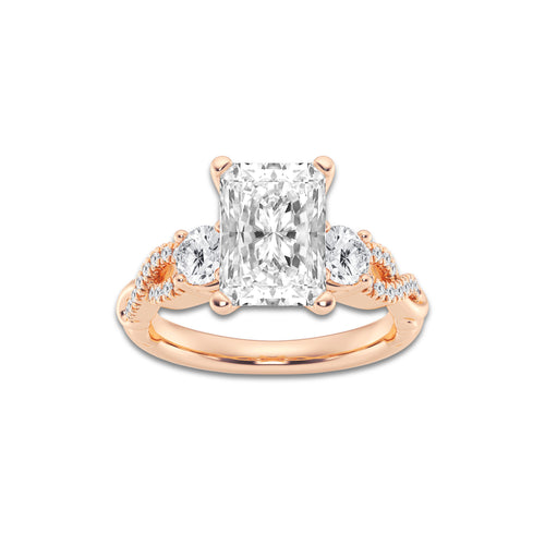 7.61 ctw Radiant Lab-Grown Diamond Side Stone Engagement Ring in 14K Rose Gold for Women | Colorless D, VVS1 Clarity, IGI Certified 7.00 ct Center Diamond