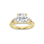3.10 ctw Round Lab-Grown Diamond Side Stone Engagement Ring in 14K Yellow Gold for Women | Colorless D, VVS1 Clarity, IGI Certified 2.50 ct Center Diamond