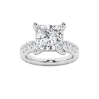 7.66 Ct Princess Lab-Grown Diamond Half Eternity Engagement Ring in 14K White Gold for Female, Colorless (E), VS1 Clarity | IGI Certified, 7.00 Ct Center Diamond