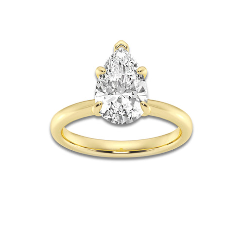 2.00 ctw Pear Lab-Grown Diamond Solitaire Engagement Ring in 14K Yellow Gold for Women | Colorless D, VVS1 Clarity, IGI Certified