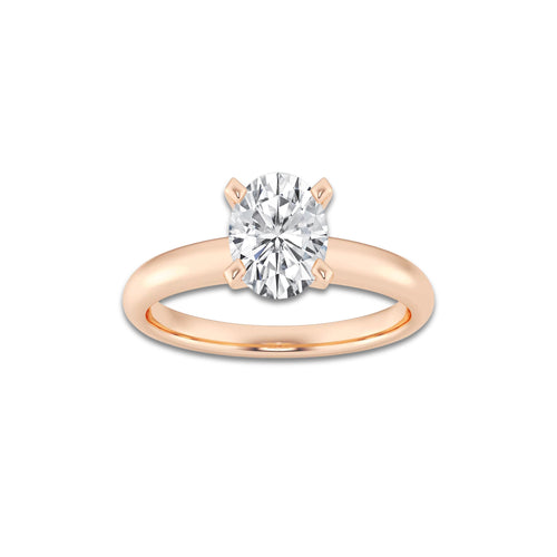 1.50 ctw Oval Lab-Grown Diamond Minimalist Engagement Ring in 14K Rose Gold for Women | D Color, VVS1 Clarity, IGI Certified