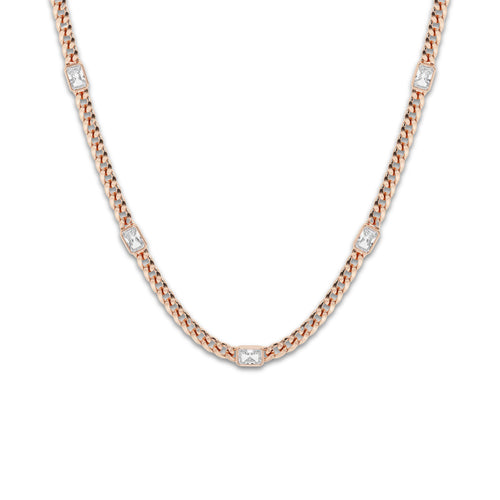 näas 2 1/2 ctw Radiant Lab Grown Diamond Station Necklace 14K Rose Gold, DE, VS1