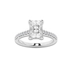 2.25 ctw Radiant Lab-Grown Diamond Hidden Halo Side Stone Engagement Ring in 18K White Gold for Women | Colorless D, VVS1 Clarity, IGI Certified 2.00 ct Center Diamond
