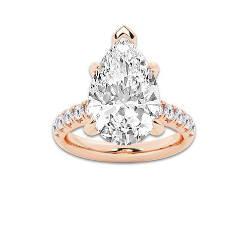 7.55 ctw Pear Lab-Grown Diamond Pave Engagement Ring in 14K Rose Gold for Women | D Color, VVS1 Clarity, IGI Certified 7.00 ct Center Diamond