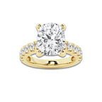 7.00 ctw Elongated Cushion Lab-Grown Diamond Split-Prong Set Side Stone Engagement Ring in 14K Yellow Gold for Women | Colorless D, VVS1 Clarity, IGI Certified 6.00 ct Center Diamond