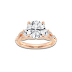 8.61 ctw Round Lab-Grown Diamond Side Stone Engagement Ring in 14K Rose Gold for Women | Colorless D, VVS1 Clarity, IGI Certified 8.00 ct Center Diamond