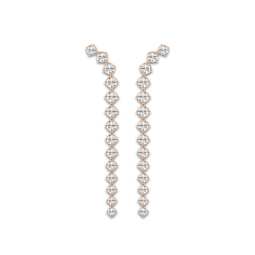 2 ctw Round Lab Grown Diamond Curved Drop Earrings 14K Rose Gold, DE, VS1