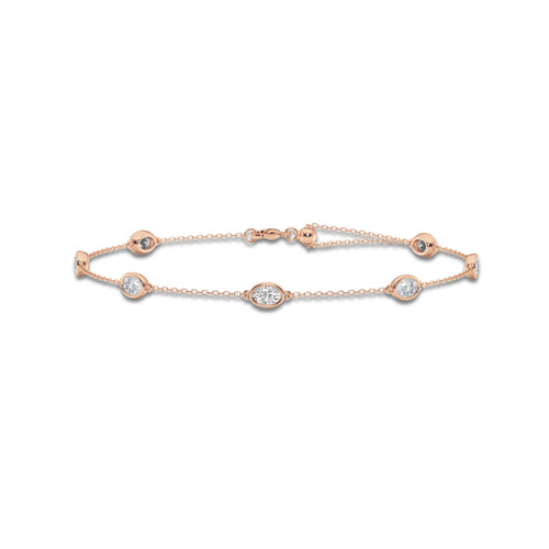 1 3/4 ctw Oval Lab Grown Diamond Anklet 14K Rose Gold, DE, VS1