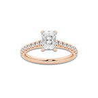 1.39 ctw Radiant Lab-Grown Diamond Pave Engagement Ring in 14K Rose Gold for Women | E Color, VS1 Clarity, IGI Certified 1.00 ct Center Diamond
