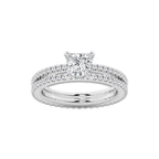 1.69 ctw Princess Lab-Grown Diamond Double Row Diamond Engagement Ring in 14K White Gold for Women | Colorless D, VVS1 Clarity, IGI Certified 1.00 ct Center Diamond