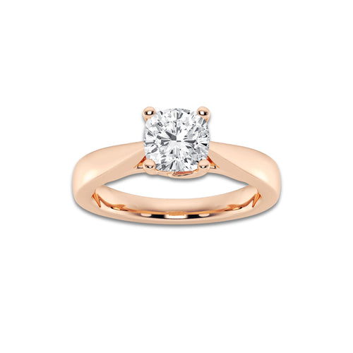 Zelda 1 1/2 ctw Cushion Lab Grown Diamond Floral Solitaire Engagement Ring 14K Rose Gold, D, VVS | IGI Certified, 1 1/2 ct Center