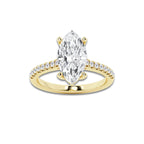 3.28 ctw Marquise Lab-Grown Diamond Hidden Halo Side Stone Engagement Ring in 18K Yellow Gold for Women | Colorless E, VS1 Clarity, IGI Certified 3.00 ct Center Diamond