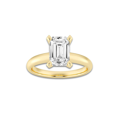2.00 ctw Emerald Lab-Grown Diamond Minimalist Engagement Ring in 14K Yellow Gold for Women | E Color, VS1 Clarity, IGI Certified