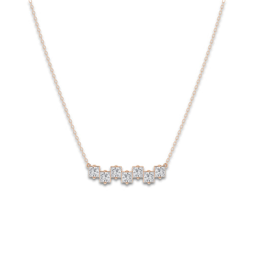 1 3/4 ctw Princess Lab Grown Diamond Stagger Seven Stone Pendant 14K Rose Gold, DE, VS1