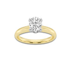1.00 ctw Oval Lab-Grown Diamond Minimalist Engagement Ring in 14K White Gold And Yellow Gold for Women | E Color, VS1 Clarity, IGI Certified