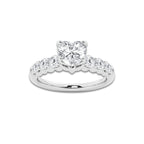 1.54 Ct Heart Lab-Grown Diamond Half Eternity Engagement Ring in 14K White Gold for Female, Colorless (D), VVS1 Clarity | IGI Certified, 1.00 Ct Center Diamond