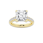5.43 ctw Asscher Lab-Grown Diamond Pave Engagement Ring in 14K Yellow Gold for Women | D Color, VVS1 Clarity, IGI Certified 5.00 ct Center Diamond