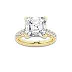 7.55 ctw Asscher Lab-Grown Diamond Pave Engagement Ring in 14K Yellow Gold for Women | D Color, VVS1 Clarity, IGI Certified 7.00 ct Center Diamond