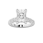2.44 ctw Radiant Lab-Grown Diamond Twisted Band Engagement Ring in 14K White Gold for Women | Colorless E, VS1 Clarity, IGI Certified 2.00 ct Center Diamond