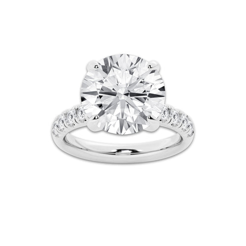 8 1/2 ctw Round Lab Grown Diamond French Pave Engagement Ring Platinum, D, VVS | 8 ct Center